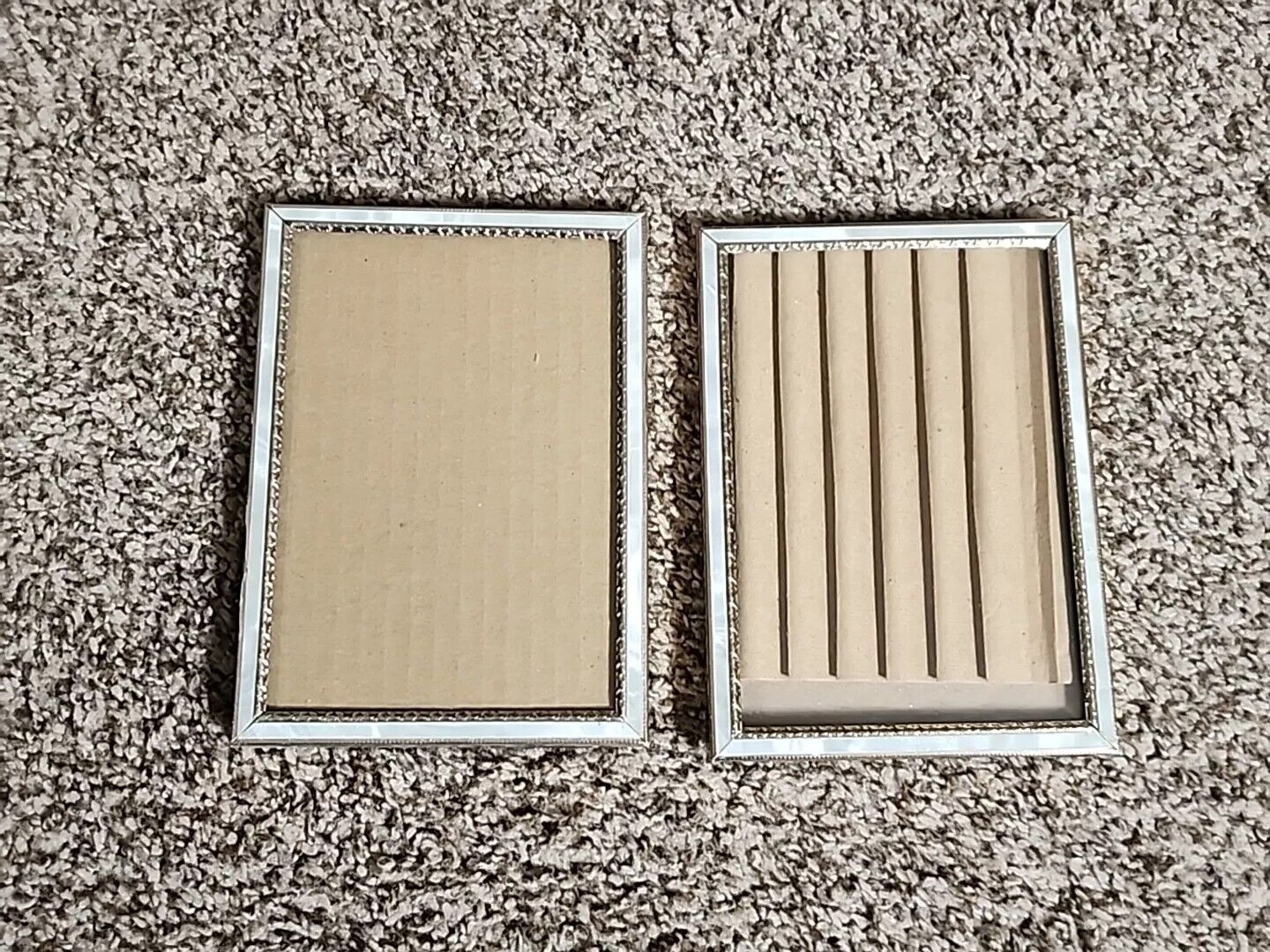 Vintage Metal Photo Frame Faux Mother of Pearl Shabby Ornate Set of 2-5 x 7 
