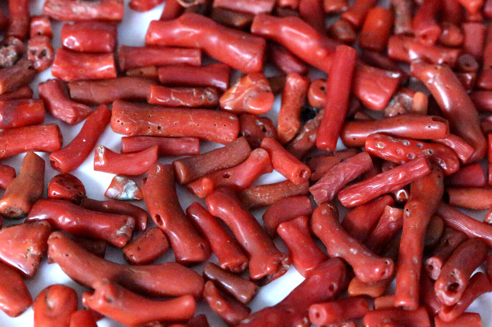 96 Grams Genuine Antique Mediterranean Red Coral Branches Beads With Hole