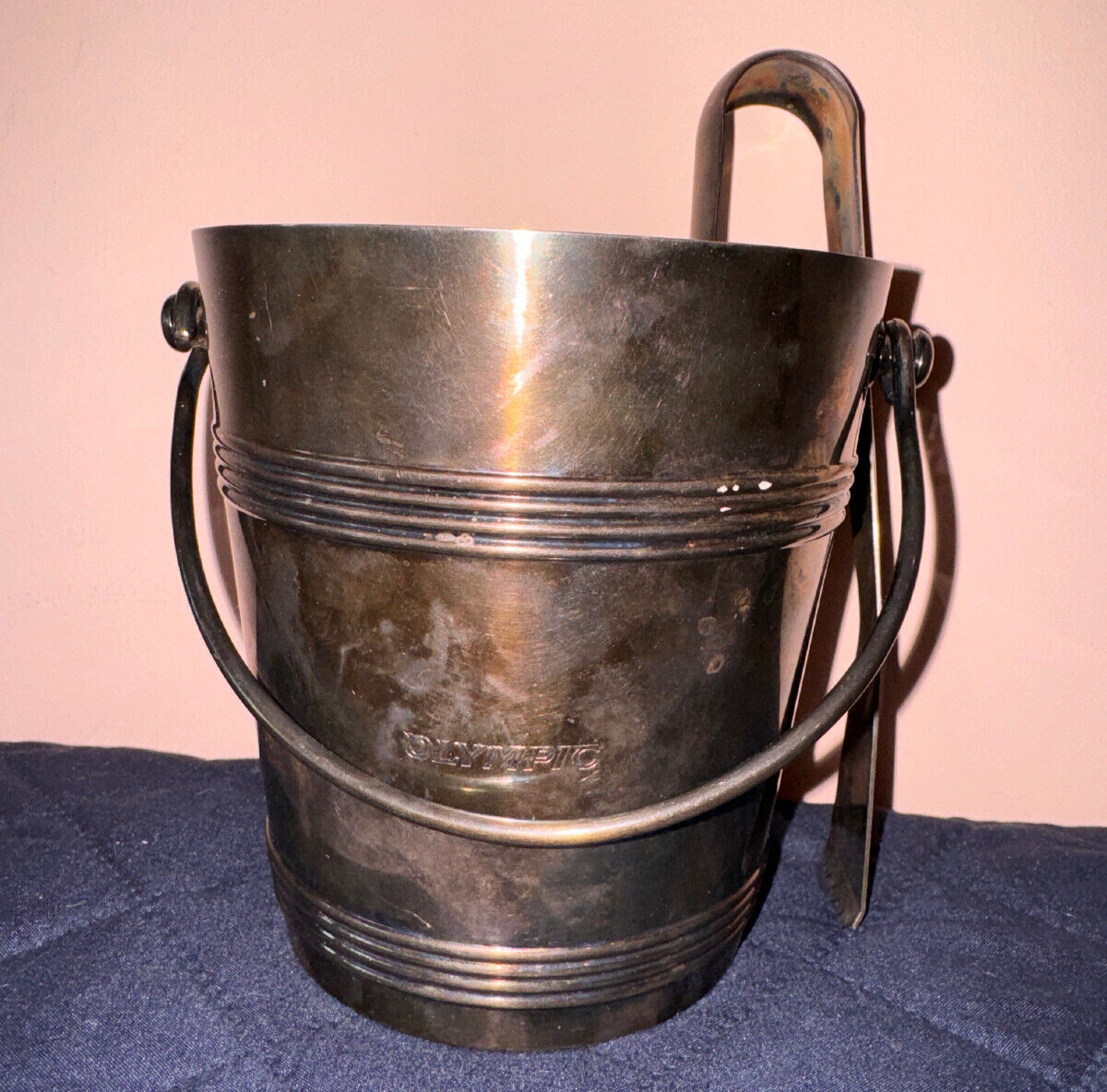 Christofle France Collection Vintage Collectible Ice Bucket Tongs Olympic Gallia
