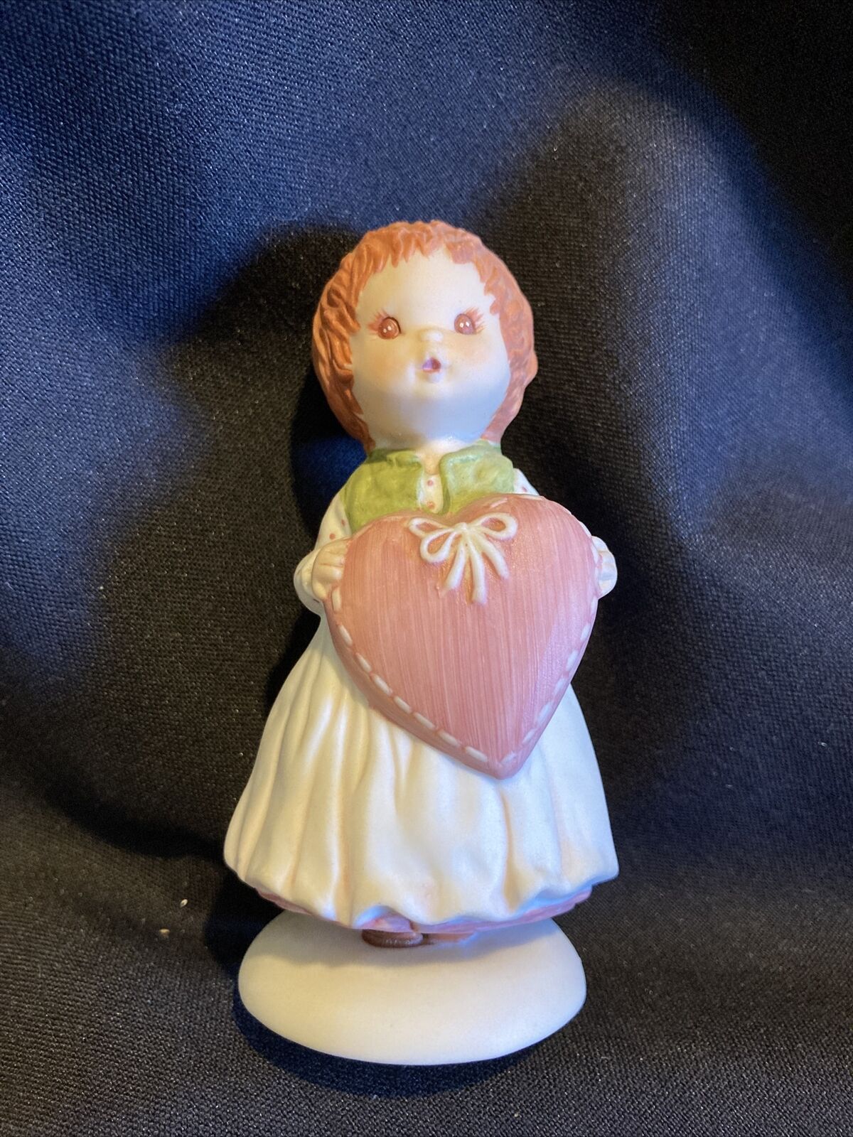 Vintage Sweet lil girl with Heart pillow Hallmark Fine Porcelain Figurine 1983 