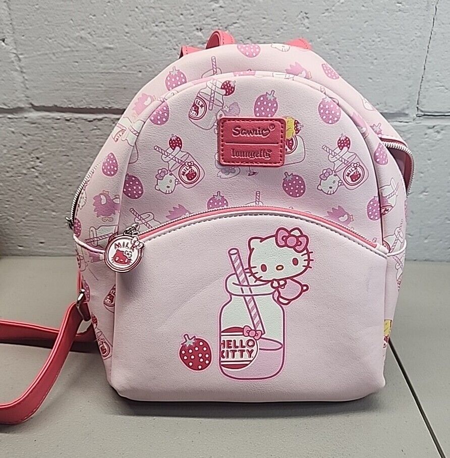 Loungefly Hello Kitty Strawberry Milk Mini Backpack sold  out IN HAND sanrio nwt