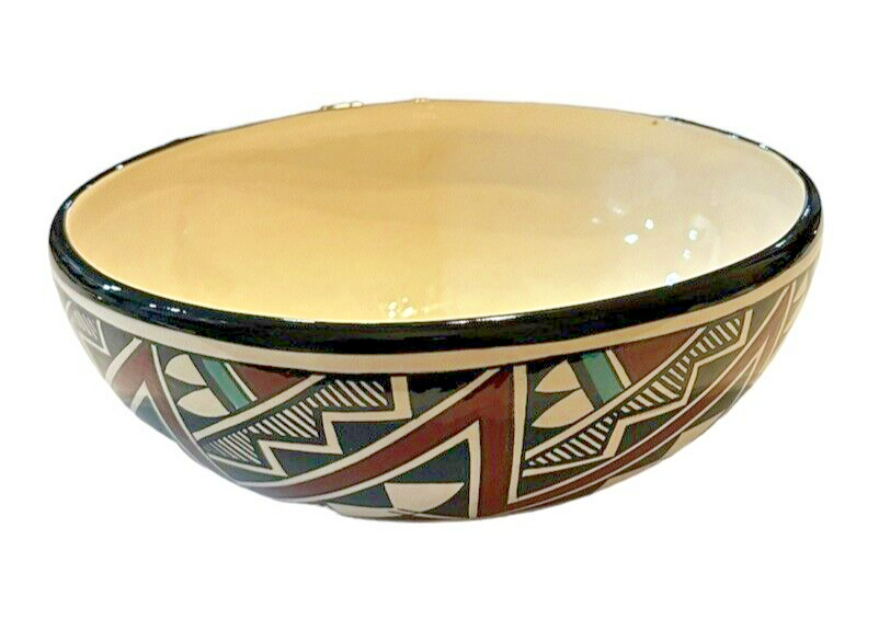 Vintage Acoma New Mexico Pueblo Pottery Bowl Signed Sarracino