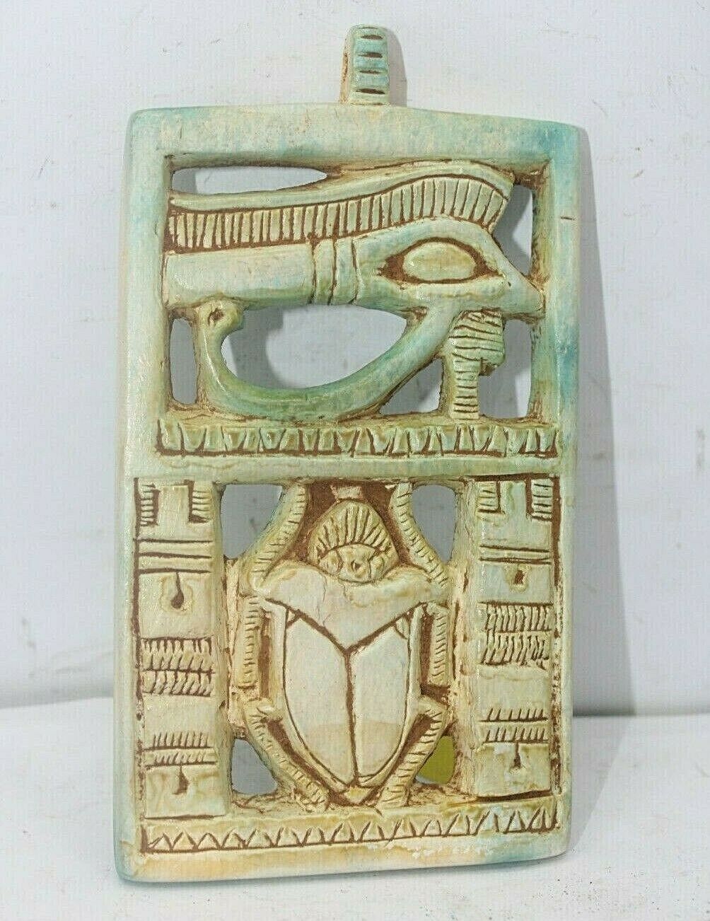 RARE ANCIENT EGYPTIAN ANTIQUE Scarab Horus Eye Protection Amulet 1874-1765 BC