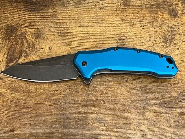 Kershaw- 1776NBBW Link Drop Point Discontinued Pocket Knife BLUE USA- Great COND