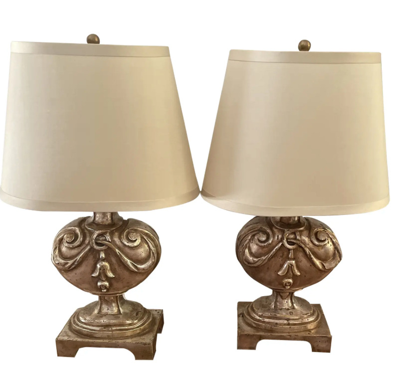 Nancy Corzine Augustine Lamps With Silk Shade - a Pair