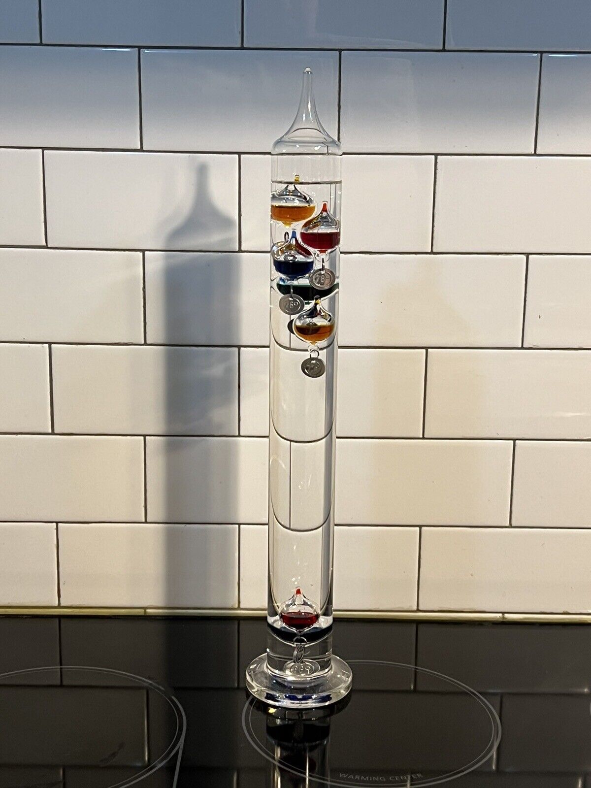 Galileo Glass Thermometer Large 17 Inches Tall Multicolored Bubbles Unmarked