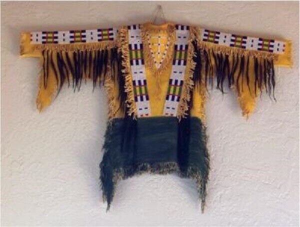 Old Antique Style Buffalo Hide Fringes Sioux Beaded Powwow War Shirt XWS2020