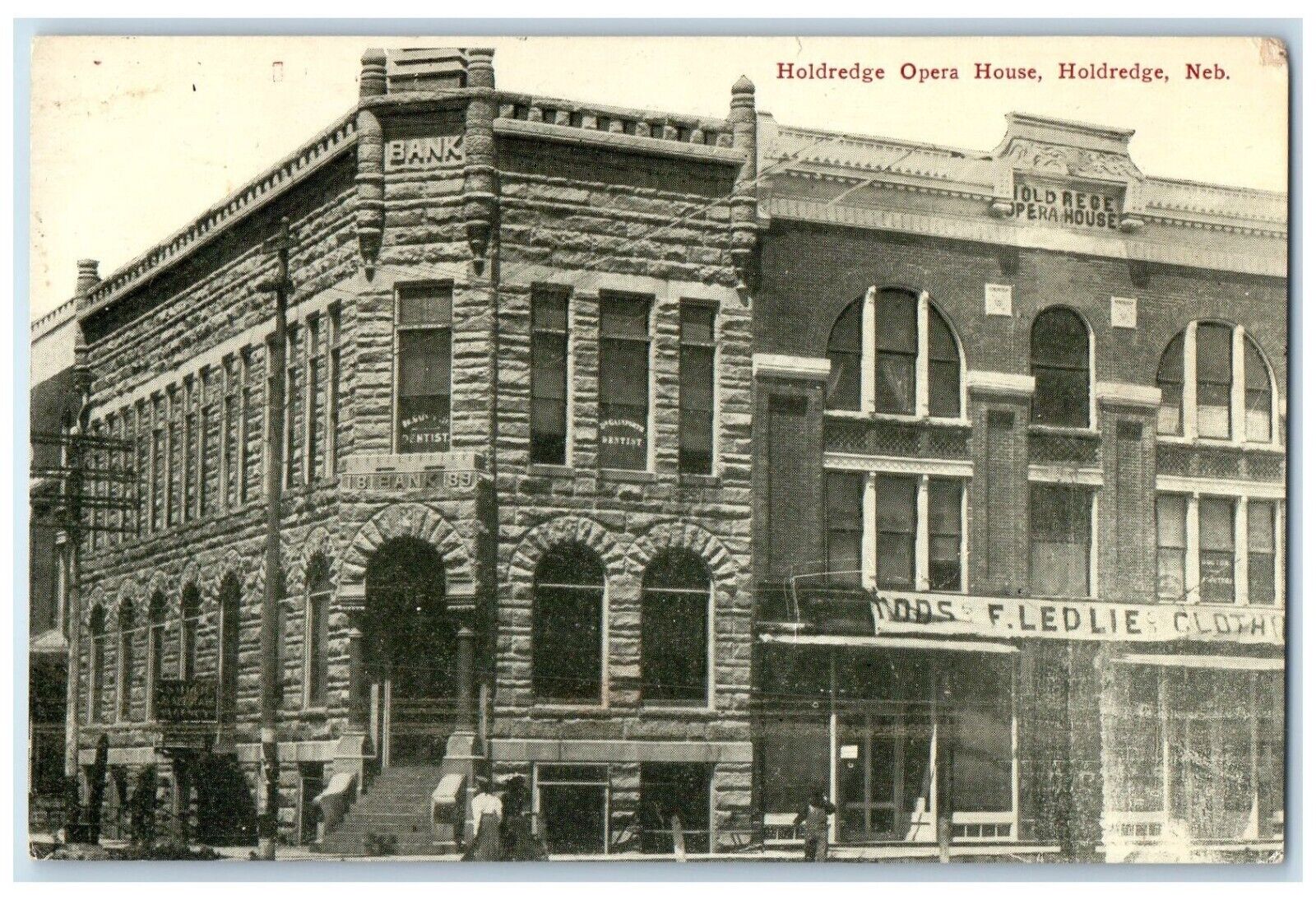 1912 Front View Holdredge Opera House Building Holdredge Nebraska NE Postcard