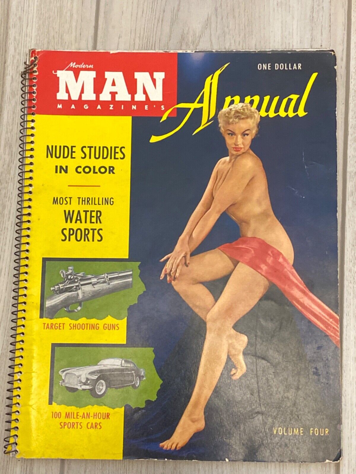 Rare modern Man Magazine Annual 1955 -Vol 4  - VTG Ads Portraits Pin Ups Guns