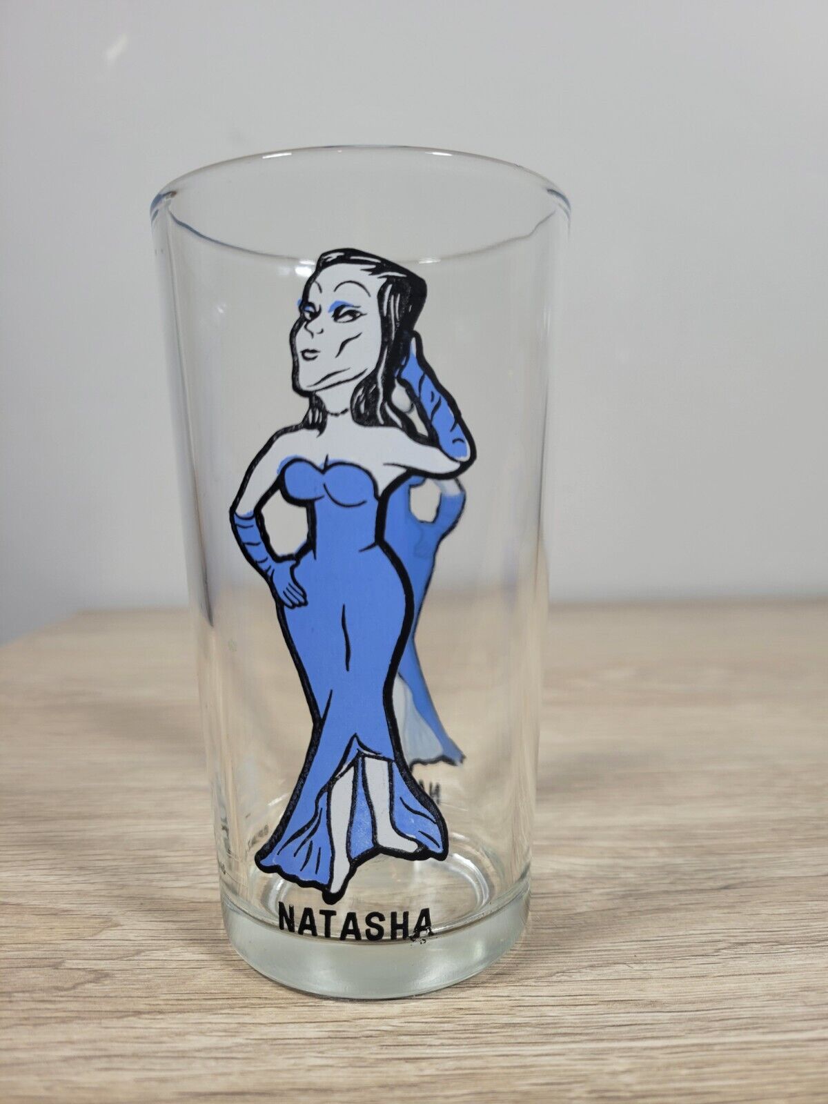 Natasha Rocky & Bullwinkle Show Glass 1975 Pepsi Collector Series Vintage