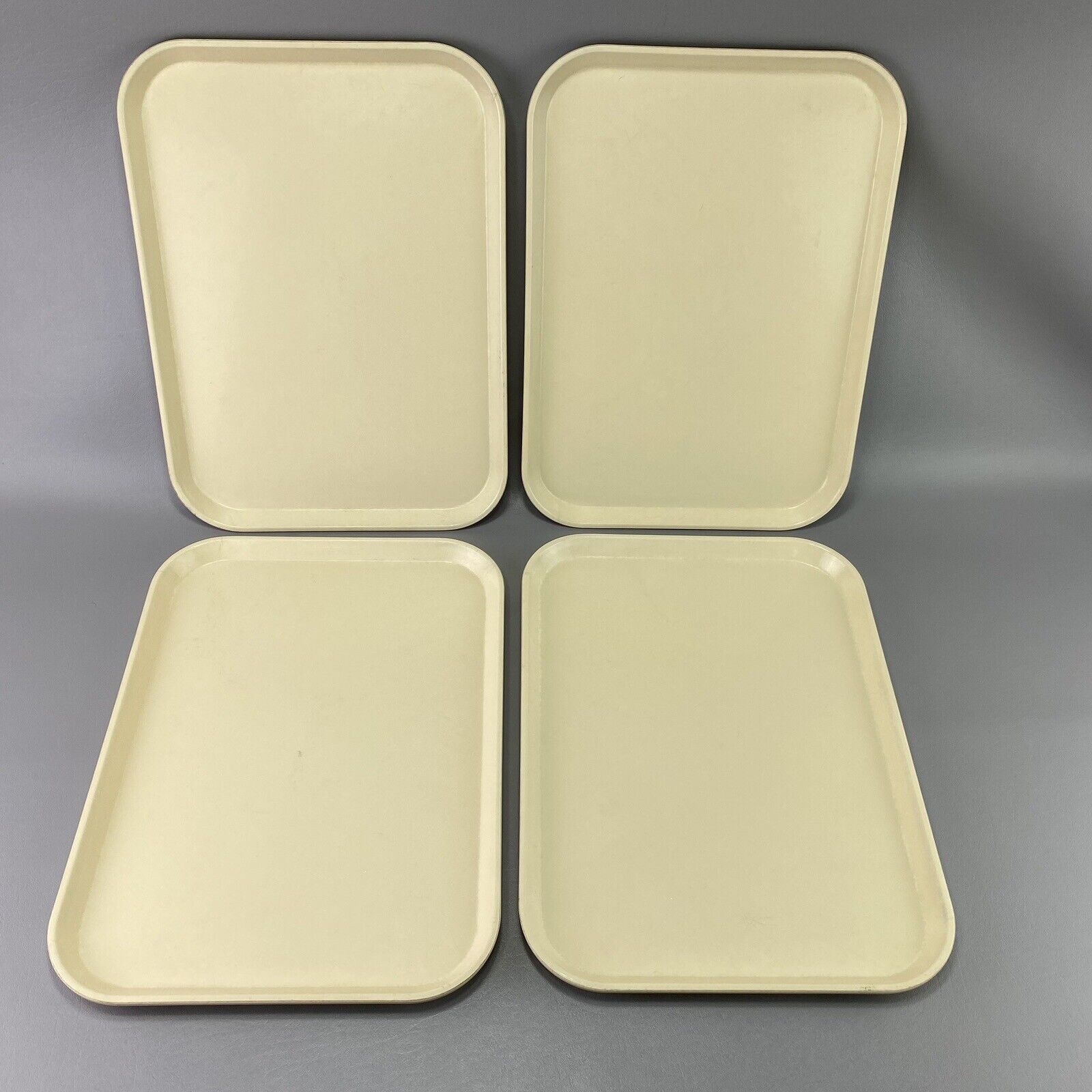 4 Vintage Cambro 12-3 Camtray Cream Colored Cafeteria Lunch Tray 16x12 NSF