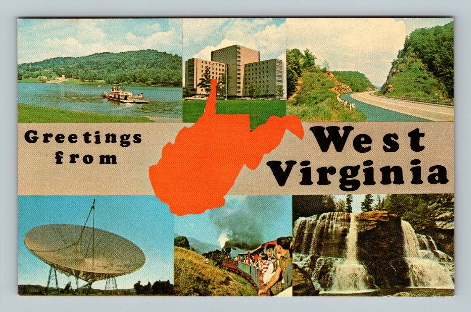 WV Banner Greetings, Blackwater Falls Cass Railway Chrome West Virginia Postcard