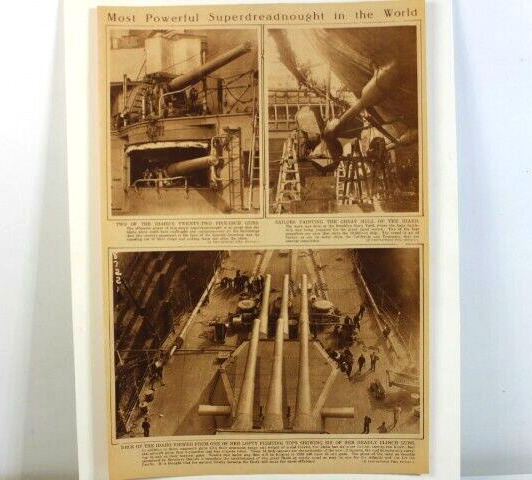 Antique 1919 Paper Print Superdreadnought Idaho WW1 American Ship