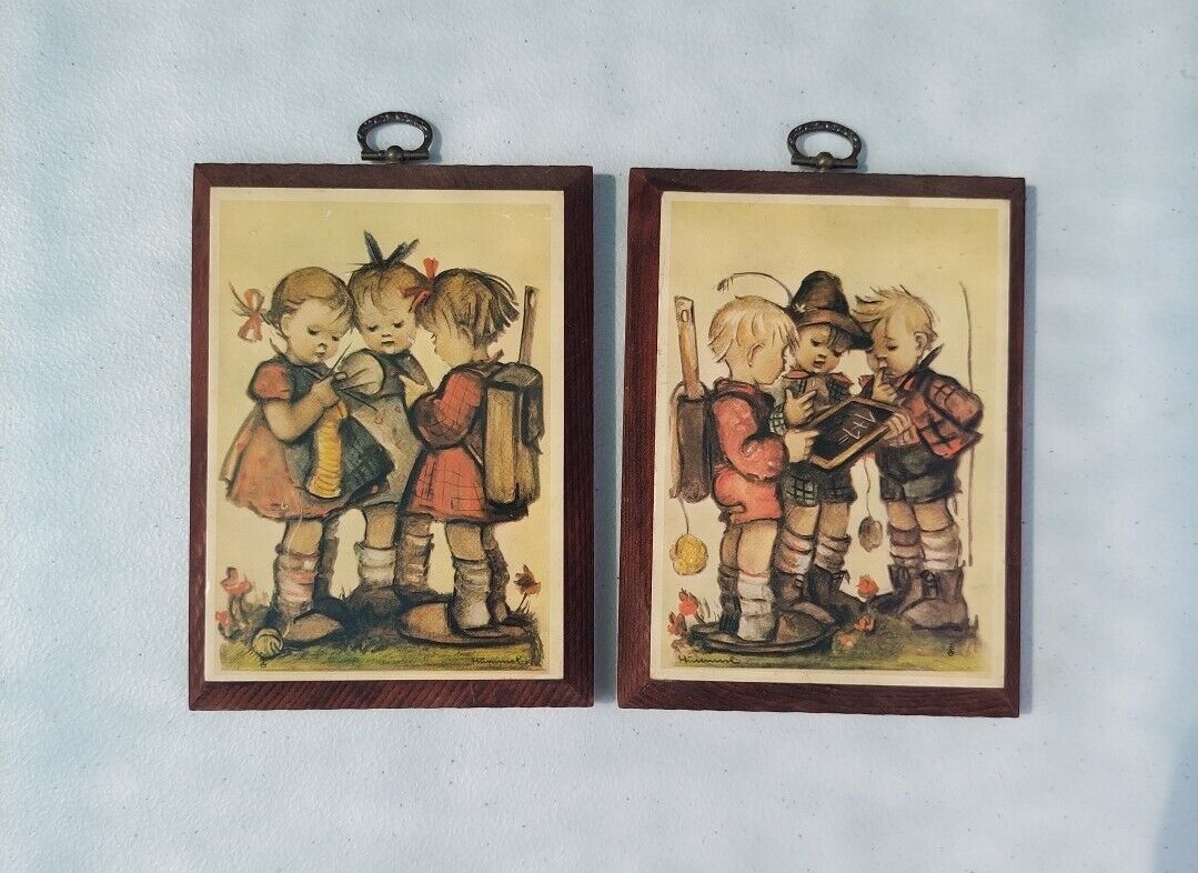 Vintage 1981 Hummel Art Prints Frame Wood Collectible Wall Plaques Ars Edition