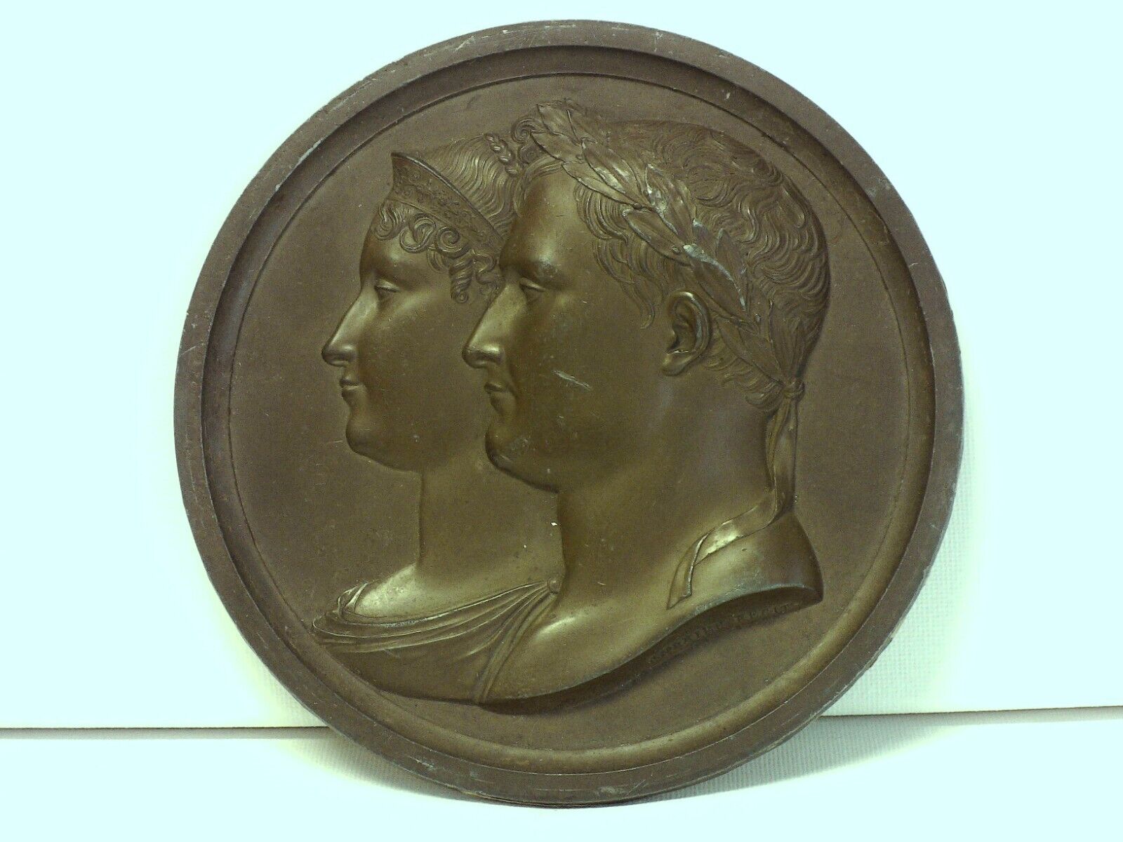 Napoleon & Josephine Filled Bronze Plaque by Andrieu Fecit c.1810 141mm