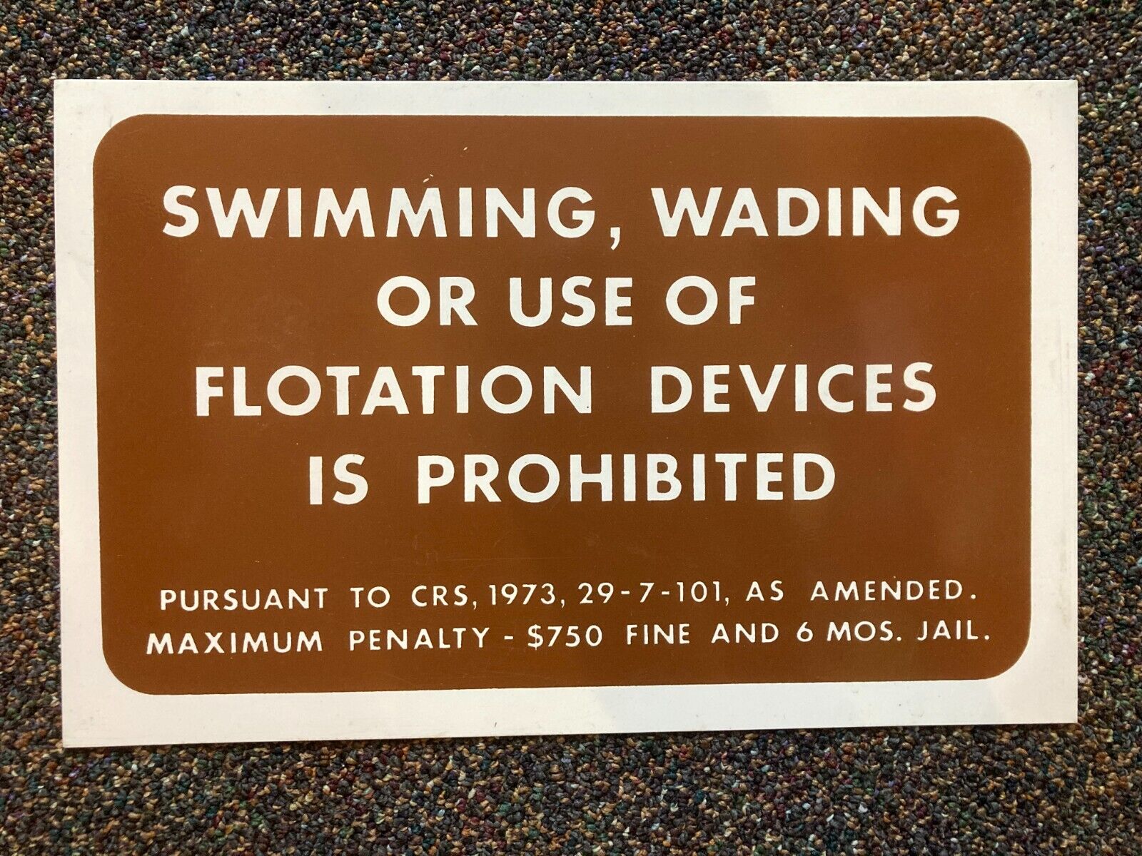 vintage metal trail sign swimming wading use flotation devices prohibited swim