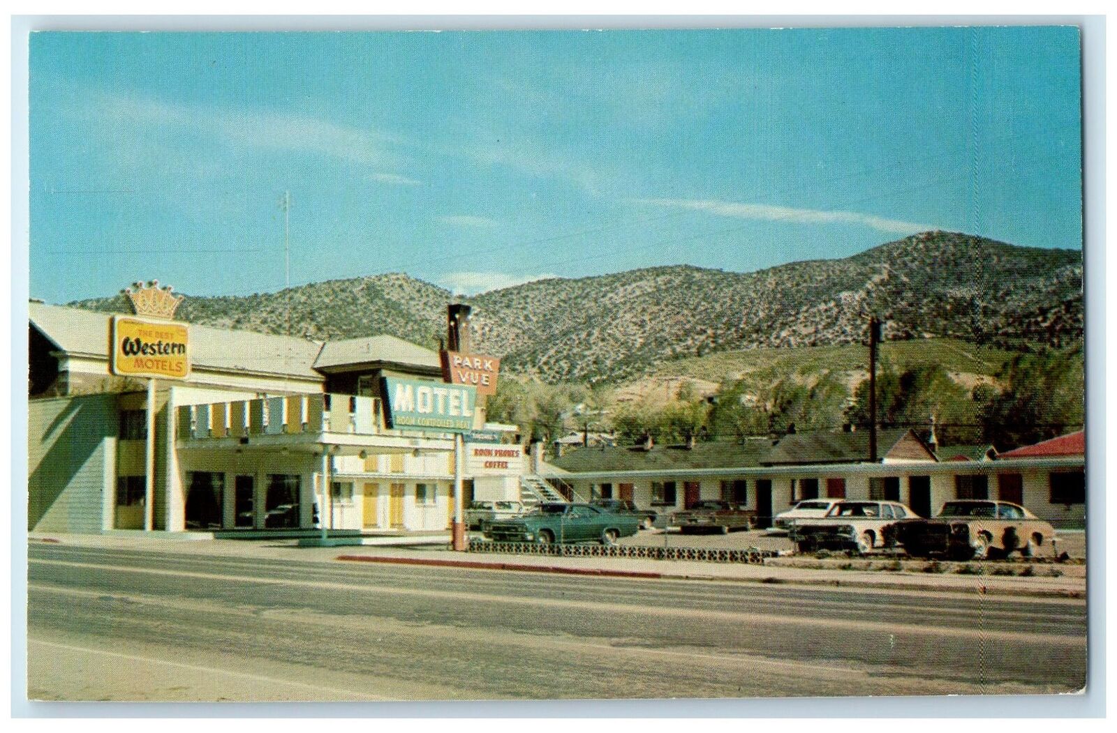 c1960s Park View Motel Best Western Exterior Roadside Ely Nevada Cars Postcard