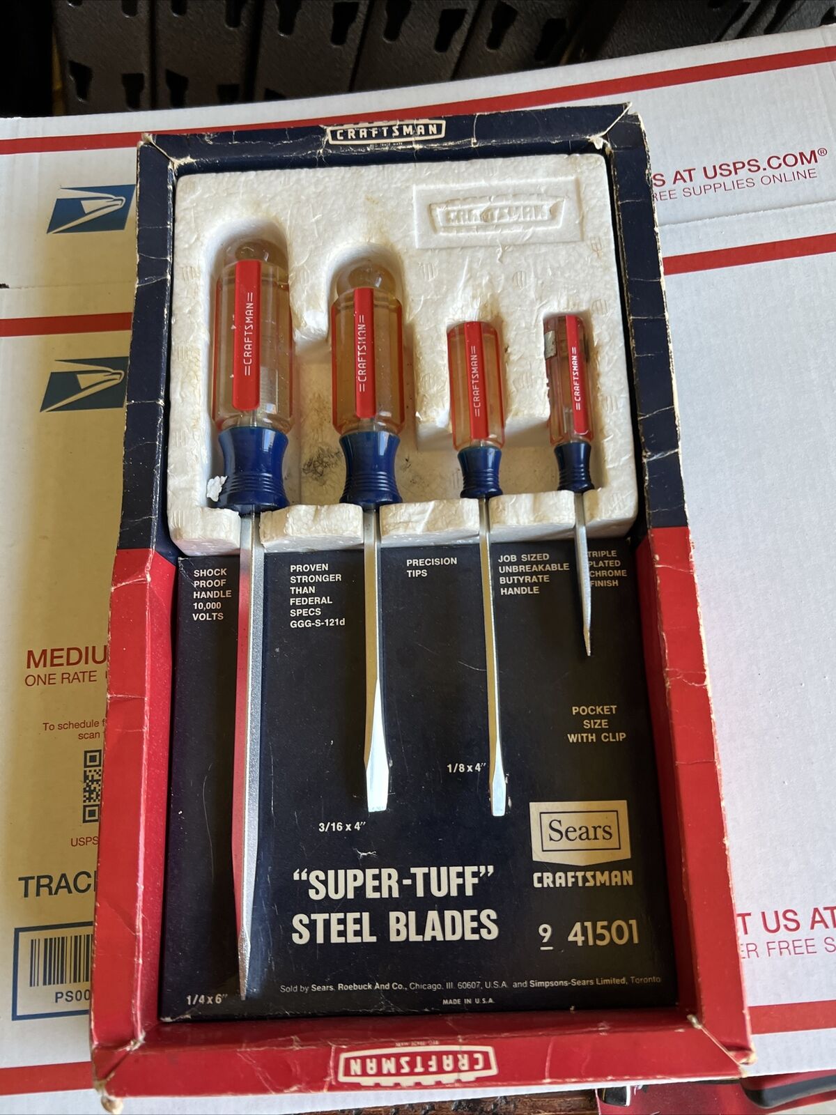 Vintage NOS Craftsman 41501 super tuff screwdrivers in orig cool package