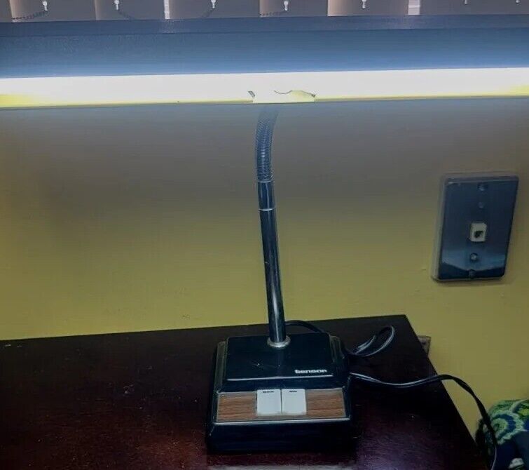 Vintage Mid Century Black Flourescent Goose Neck Industrial Desk Lamp 
