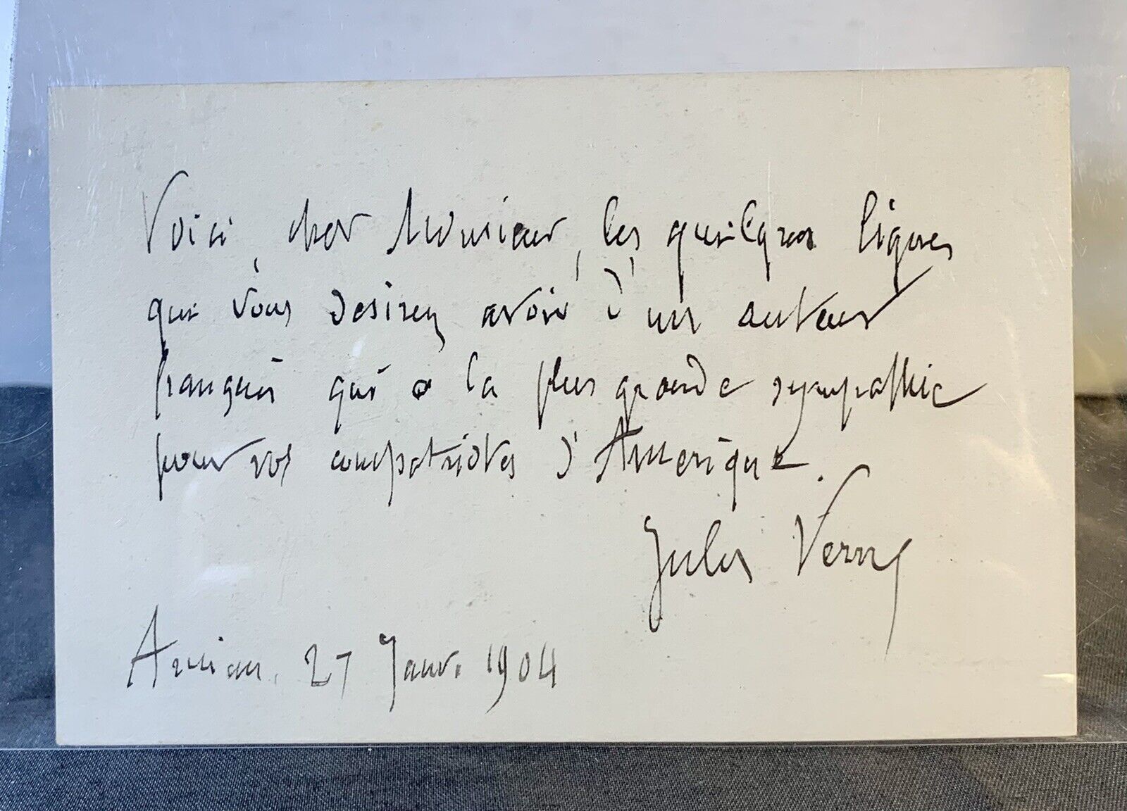 JULES VERNE Father Of Science Fiction Original Inscribed Card To An American