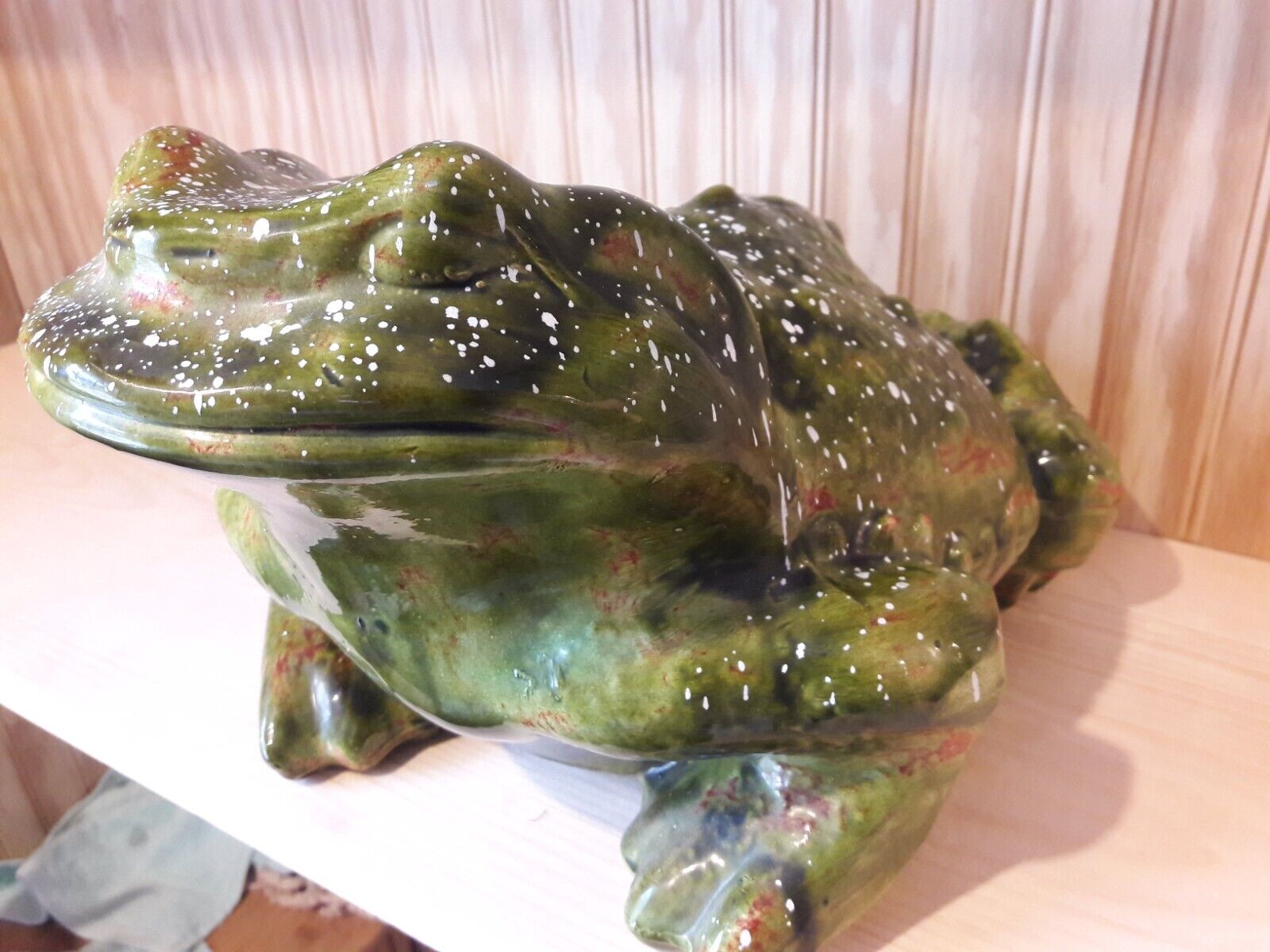 Vintage Arnel's Glazed Ceramic Frog Toad Garden Statue Figure 