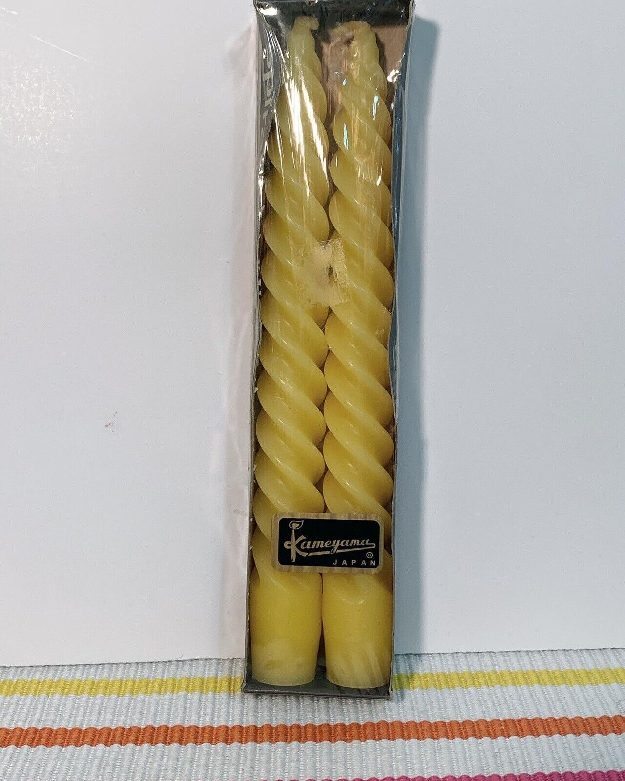 Vintage NOS Yellow Spiral Candles 7.5”