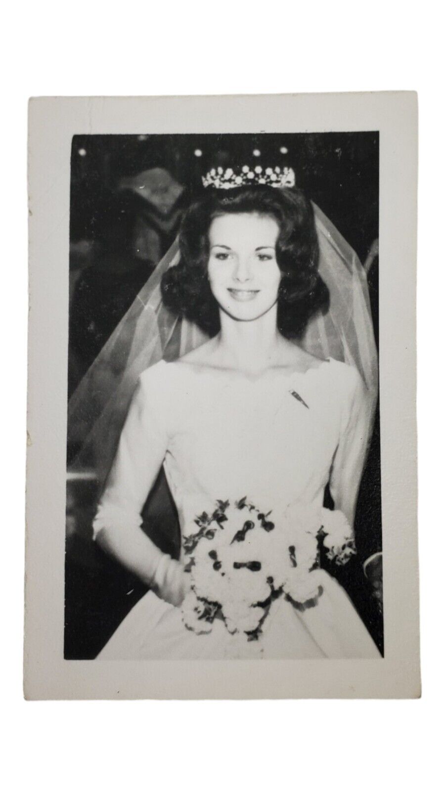 Small Vintage Black & White Bride Wedding Portrait Photograph Candid Unframed