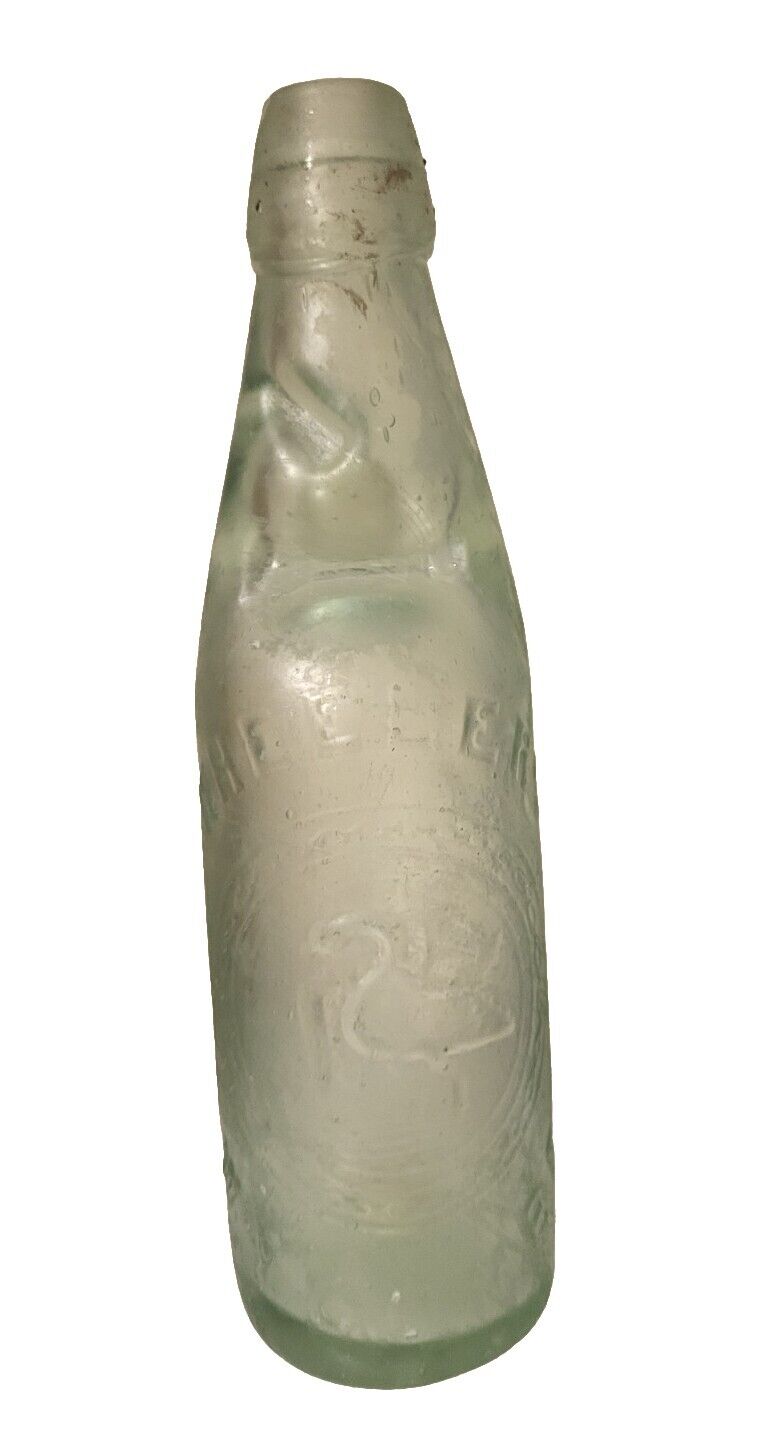 19th Centuary Antique Glass Cod Wheeler English Bottle With Collectable Marble 