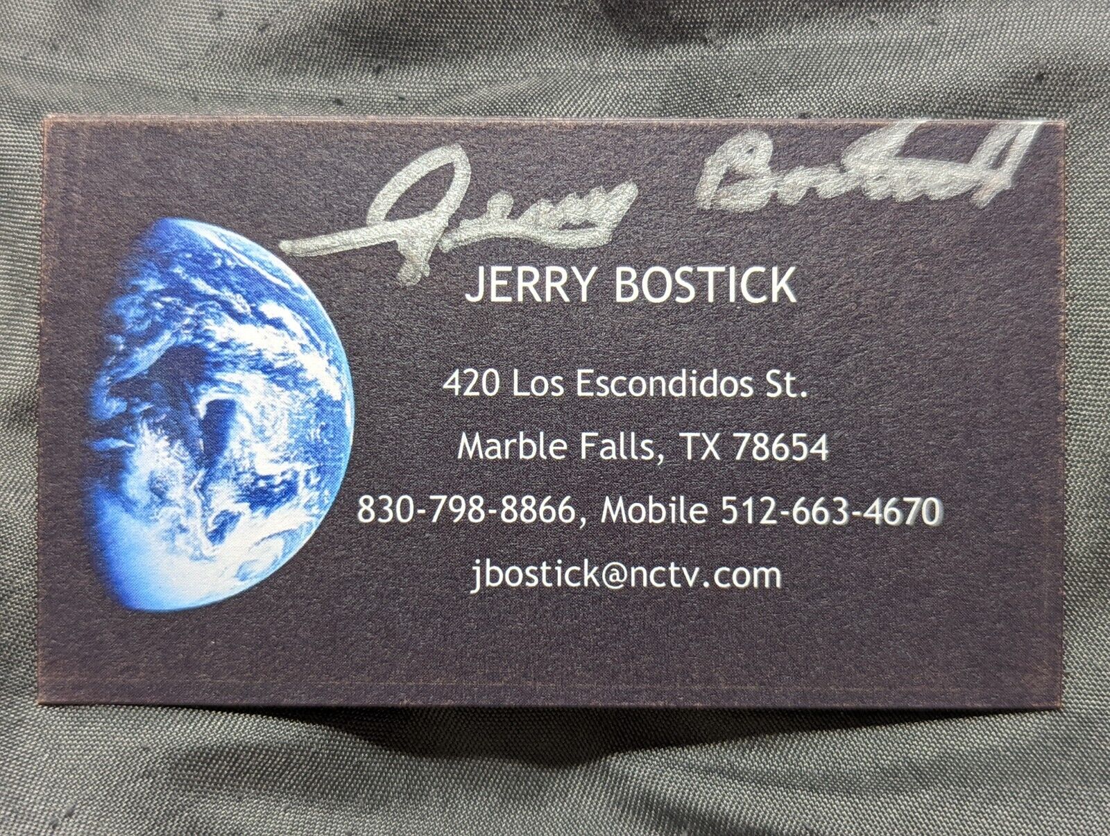 JERRY BOSTICK Signed Business Card APOLLO 13 FLIGHT CONTROLLER AUTOGRAPH 