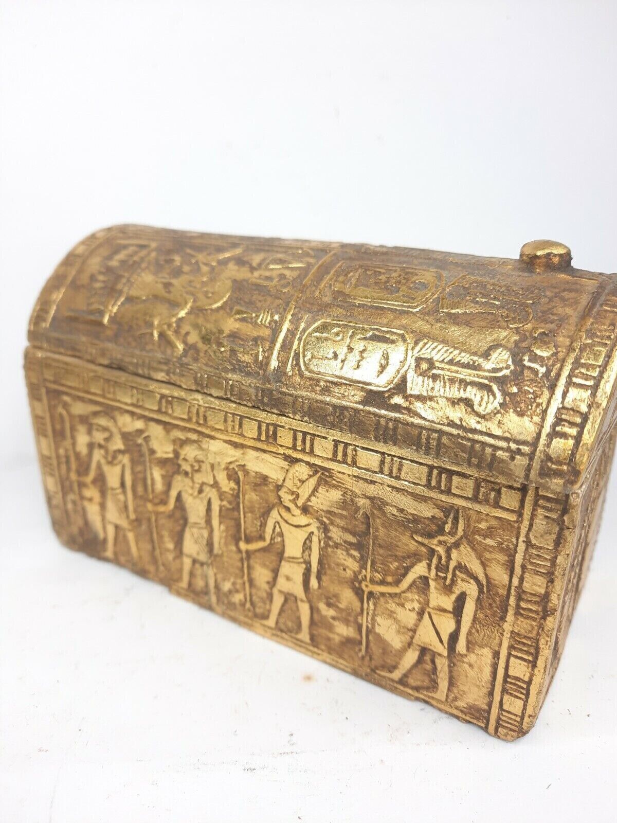 ANTIQUE ANCIENT EGYPTIAN PHARAONIC Jewelry Box Gold Art Crafts God Osiris Nut
