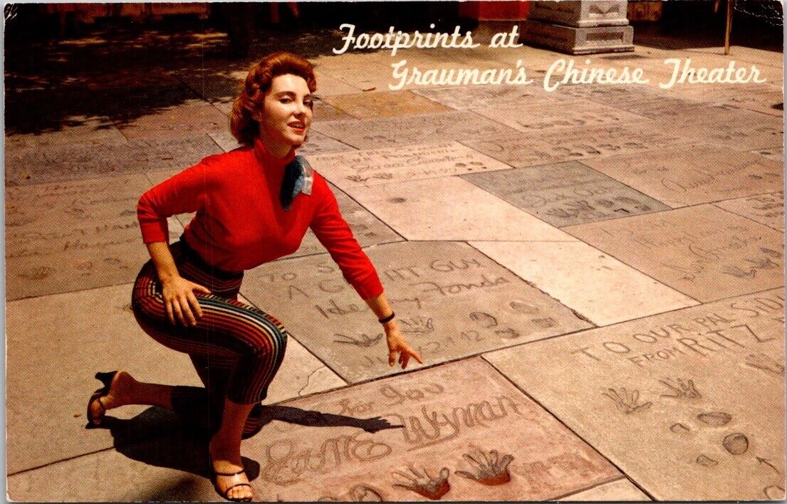 Postcard Footprints at Grauman\'s Chinese Theater Hollywood California p  1967