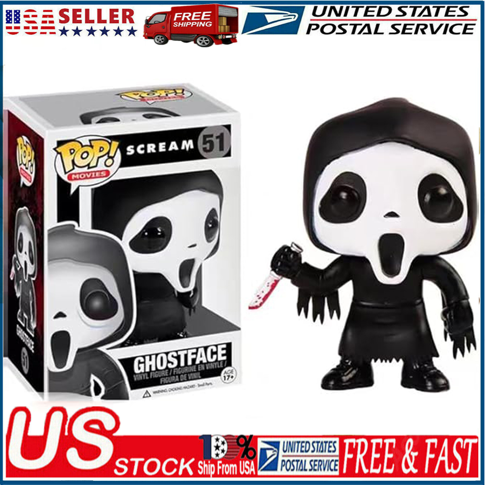 Funko Pop Scream 51# Ghost Face Exclusive Vinyl Action Figures Model Toys Gifts