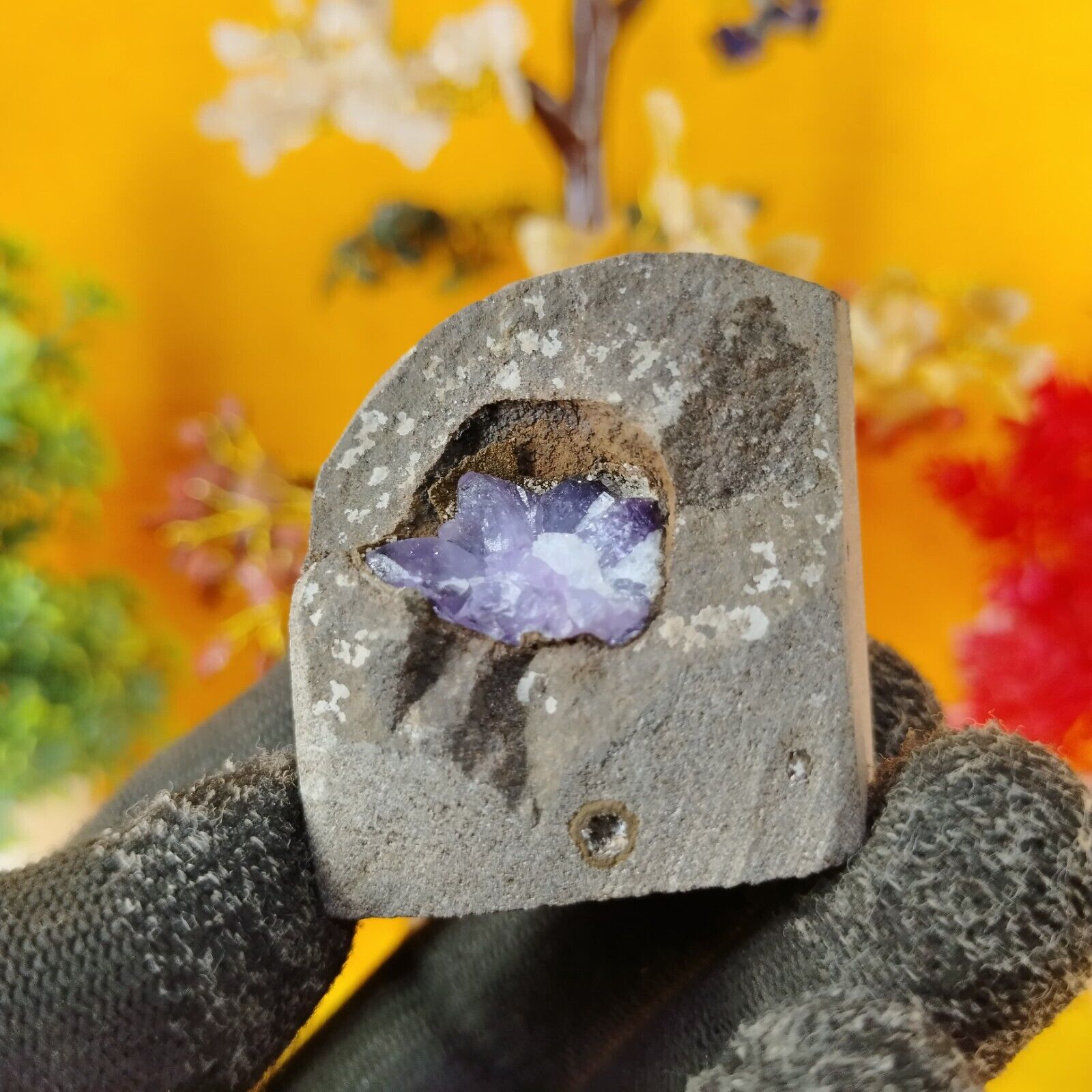 65g Natural color Amethyst geode stone Healing Crystals Minerals Stillbite 