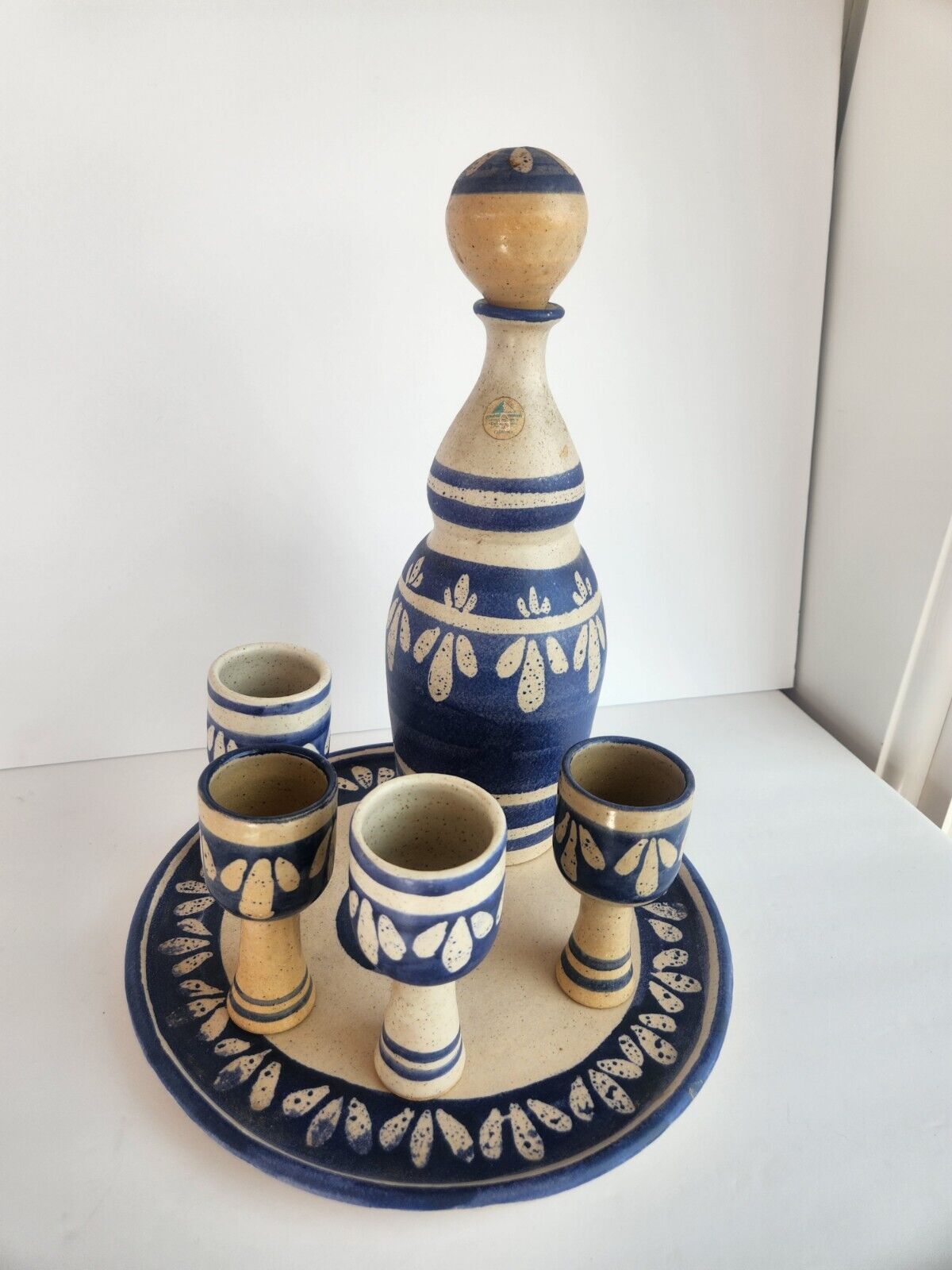 Set Pyramid Stoneware California Pottery Precolombian Drink Set Vintage READ