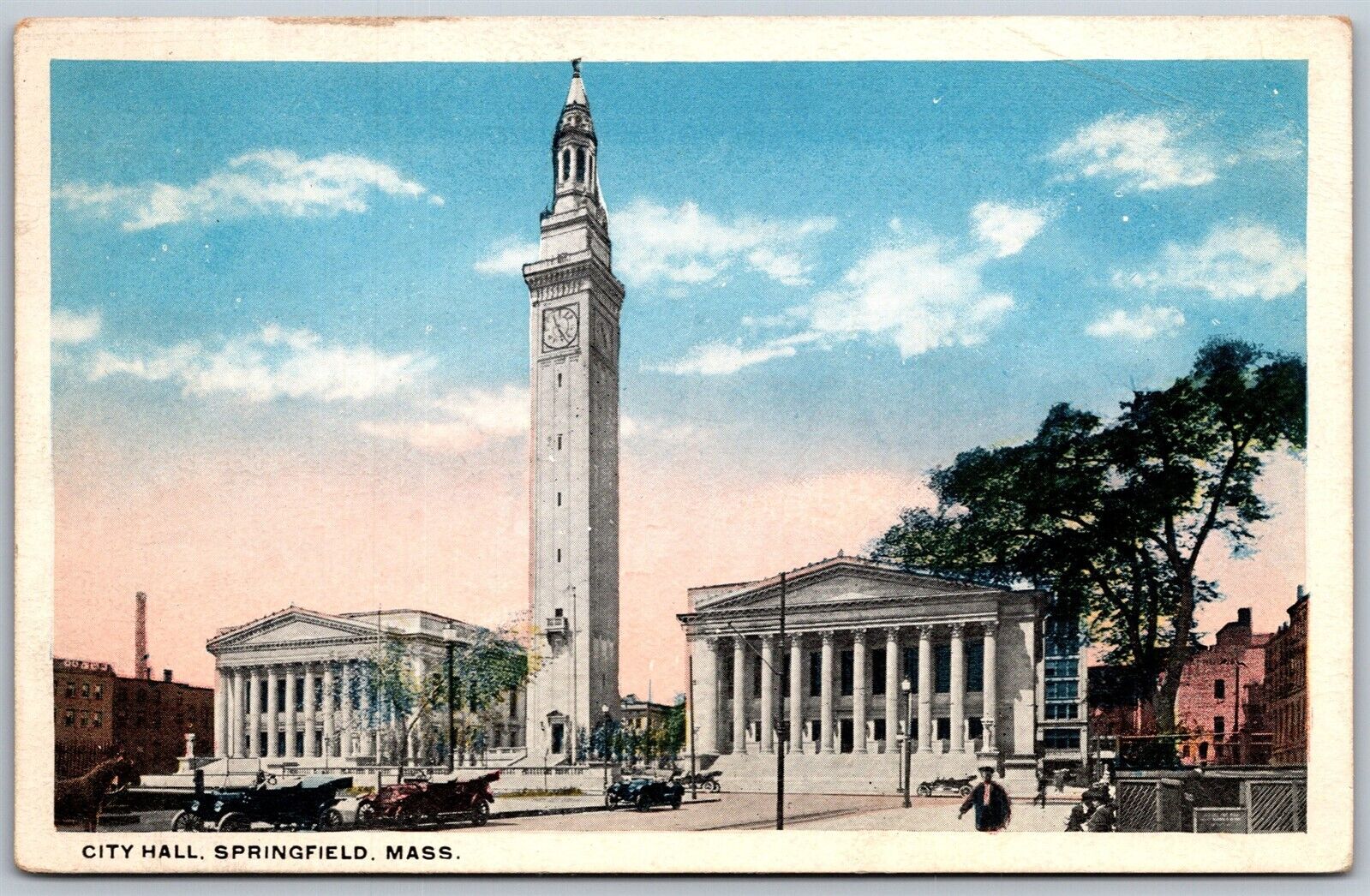 Vtg Springfield Massachusetts MA City Hall Campanile Tower 1920s View Postcard