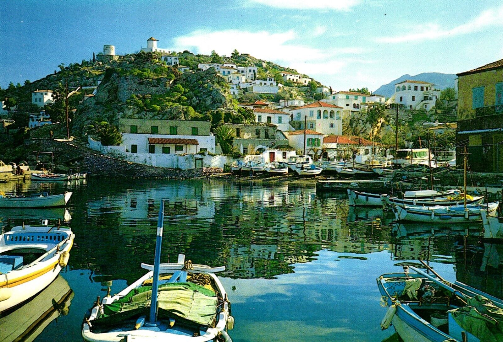 Picturesque View Hydra Greece Postcard