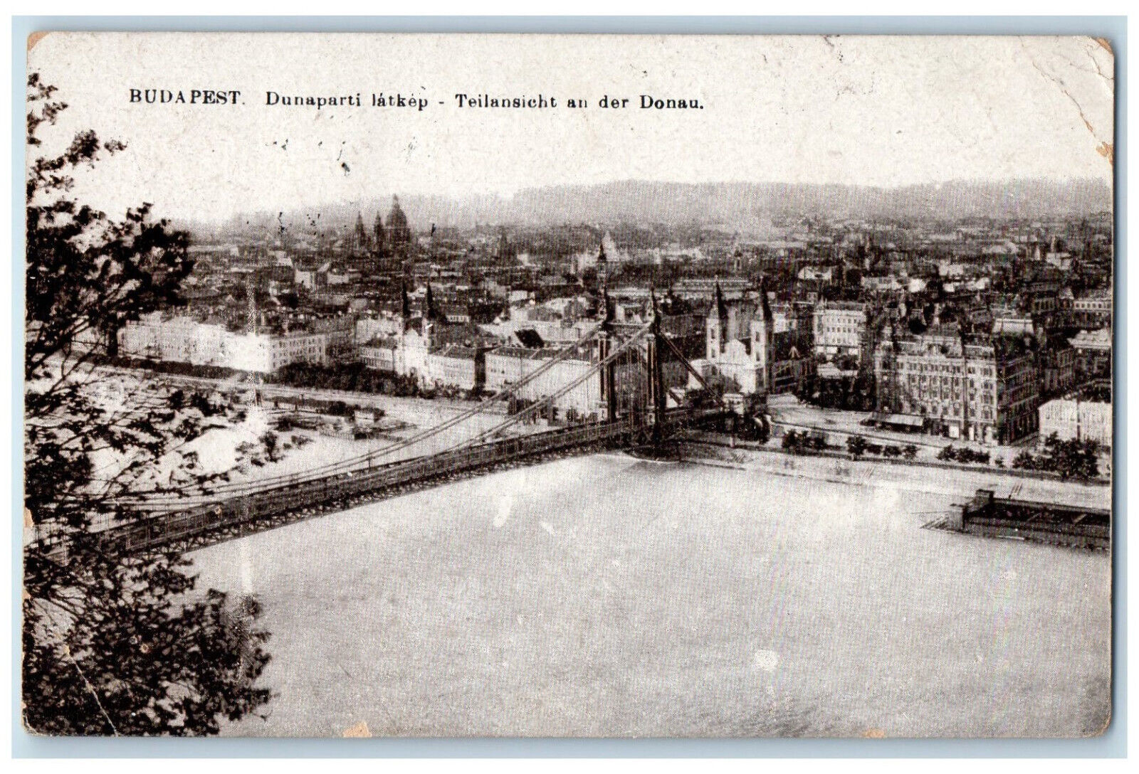 Budapest Hungary Postcard Dunaparti Latkep Partial View on the Danube 1922