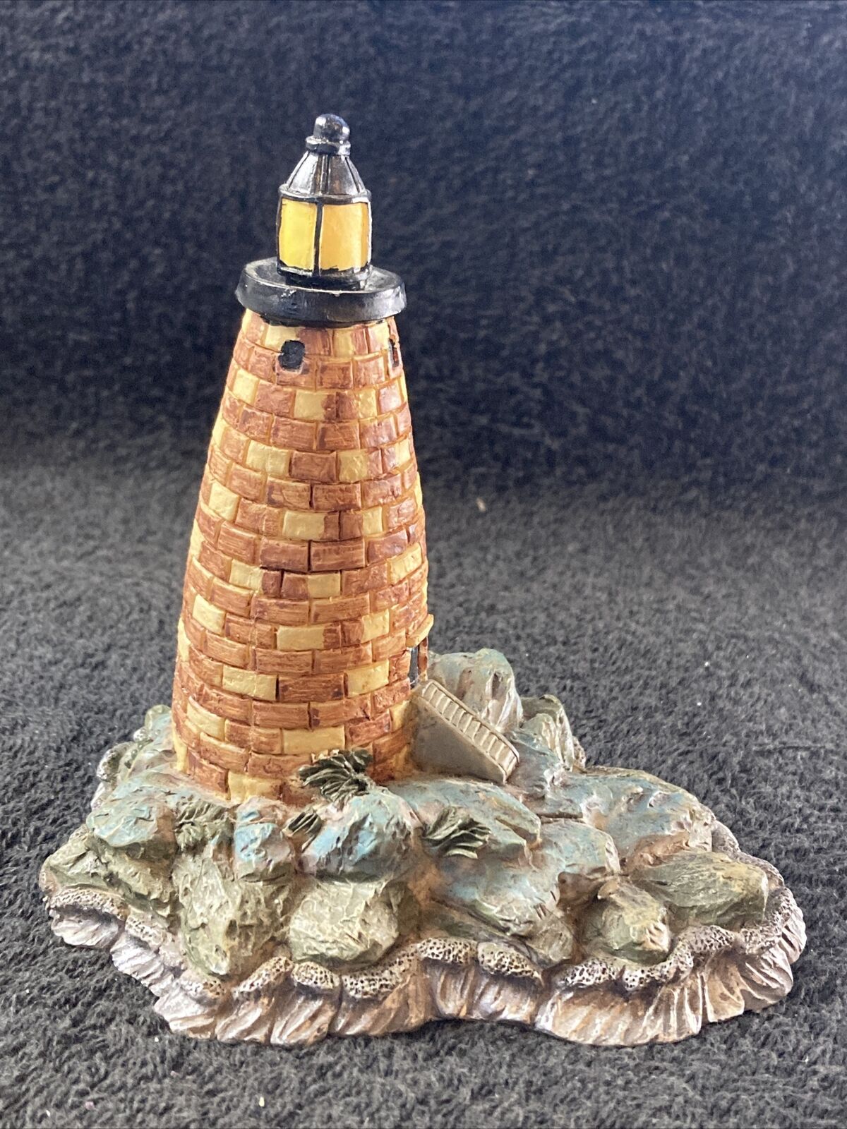 Vintage Miniature Resin Brown & Yellow Cabin & Lighthouse Nautical