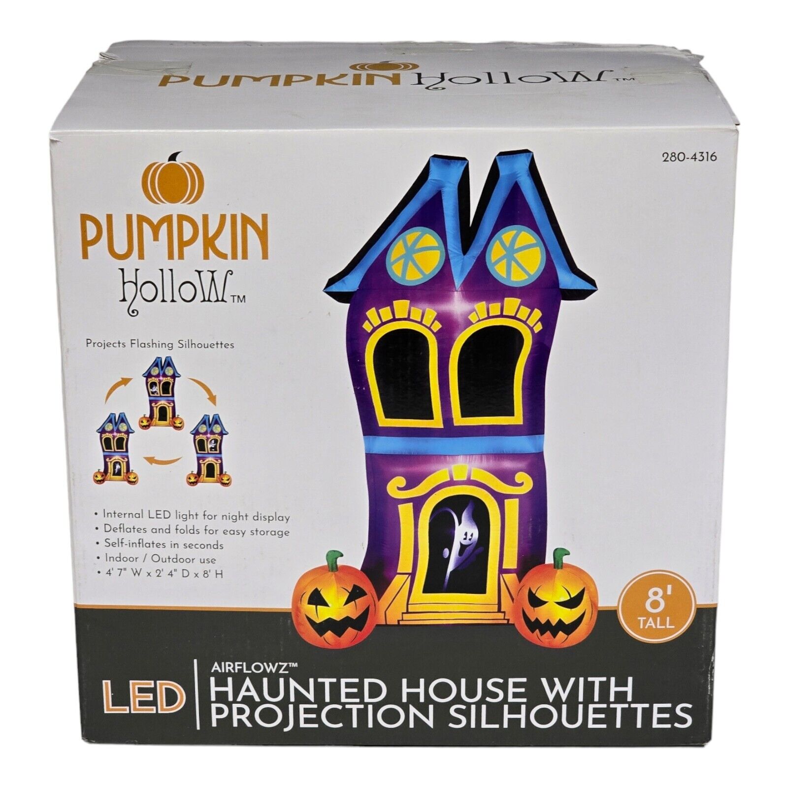LED Pumpkin Hollow Inflatable Halloween Haunted House Projection Silhouettes 8'