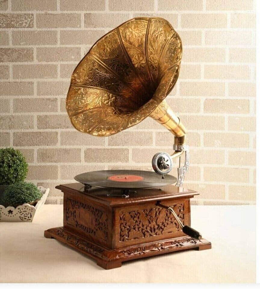Vintage Look Gramophone Fully Working Phonograph, win-up record player Gift