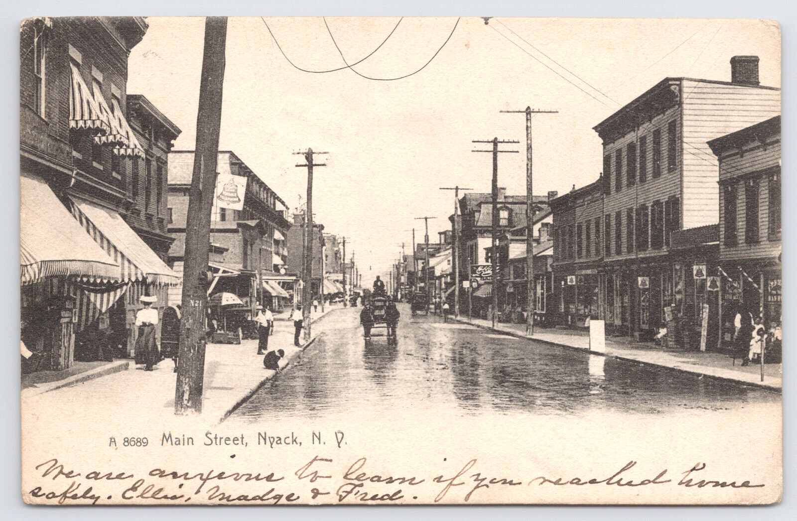 Nyack New York Main Street RPPC Real Photo Postcard 1907 Street View