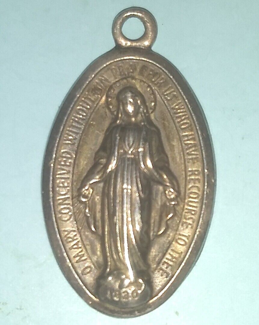 Vintage Sterling Miraculous Medal Blessed Mother... Hallmark