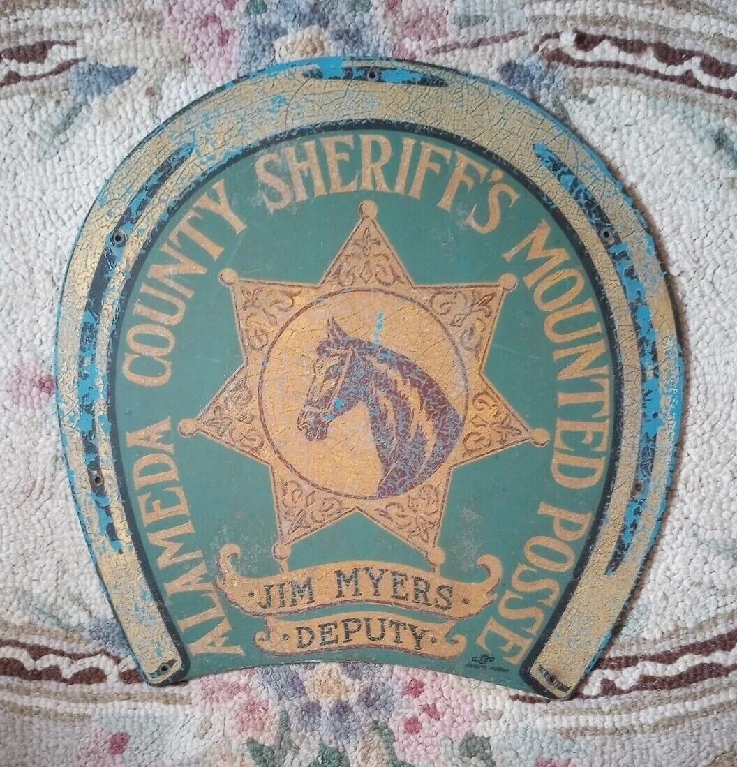 Orig. 1940\'s Alameda Co. Calif. Sheriff, Jim Myers Deputy Masonite Sign. 18x19