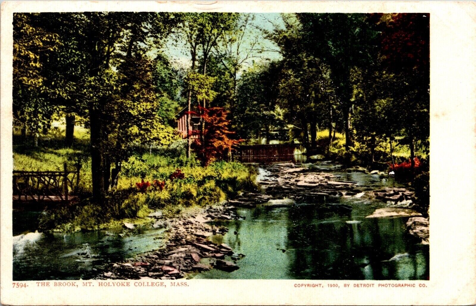 Brook Mt Holyoke College Massachusetts MA WB Postcard c1900 UNP Unused UDB