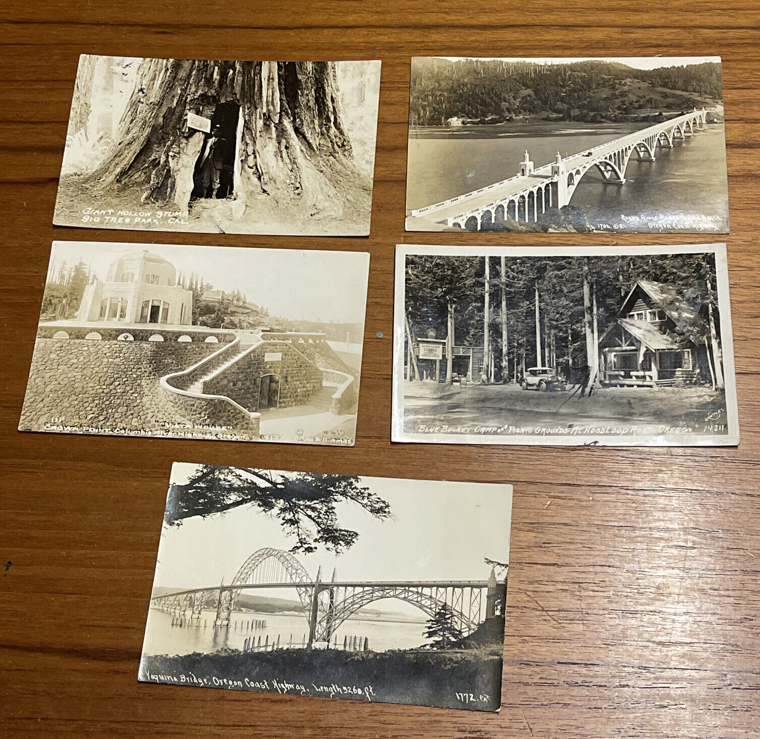x5 Real Photo Postcard Oregon Rogue River Yoquina Bridge Blue Bucket Camp CA