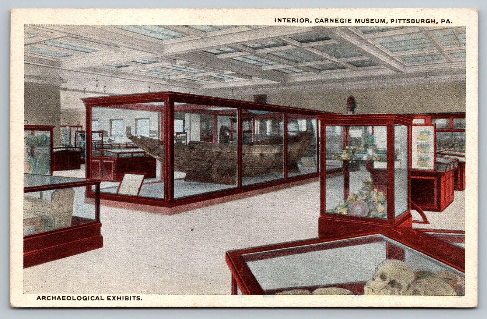 Postcard Interior View Museum Carnegie Institute Pittsburg PA