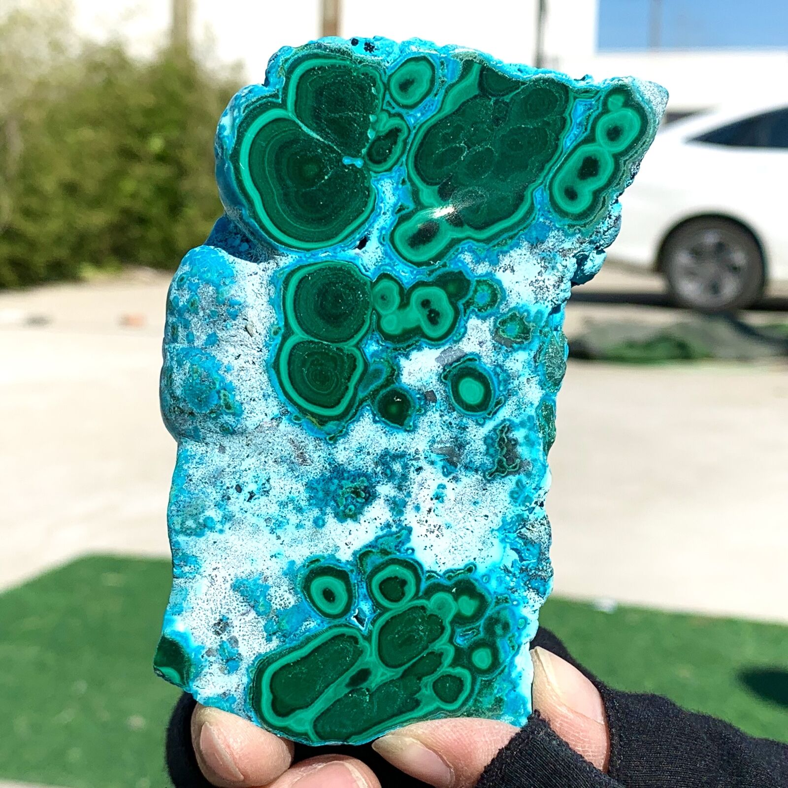 252G Natural Chrysocolla/Malachite transparent cluster rough mineral sample