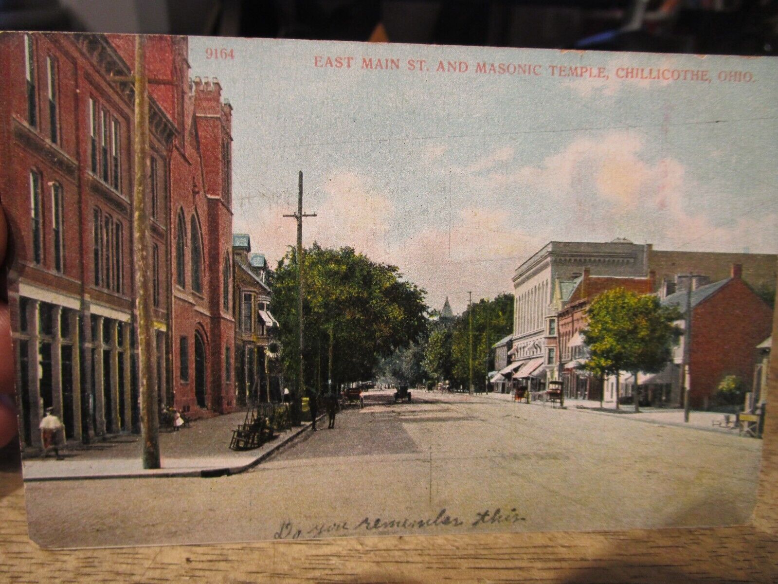 F1 Vintage Old OHIO Postcard CHILLICOTHE Masonic Temple East Main Street Stores