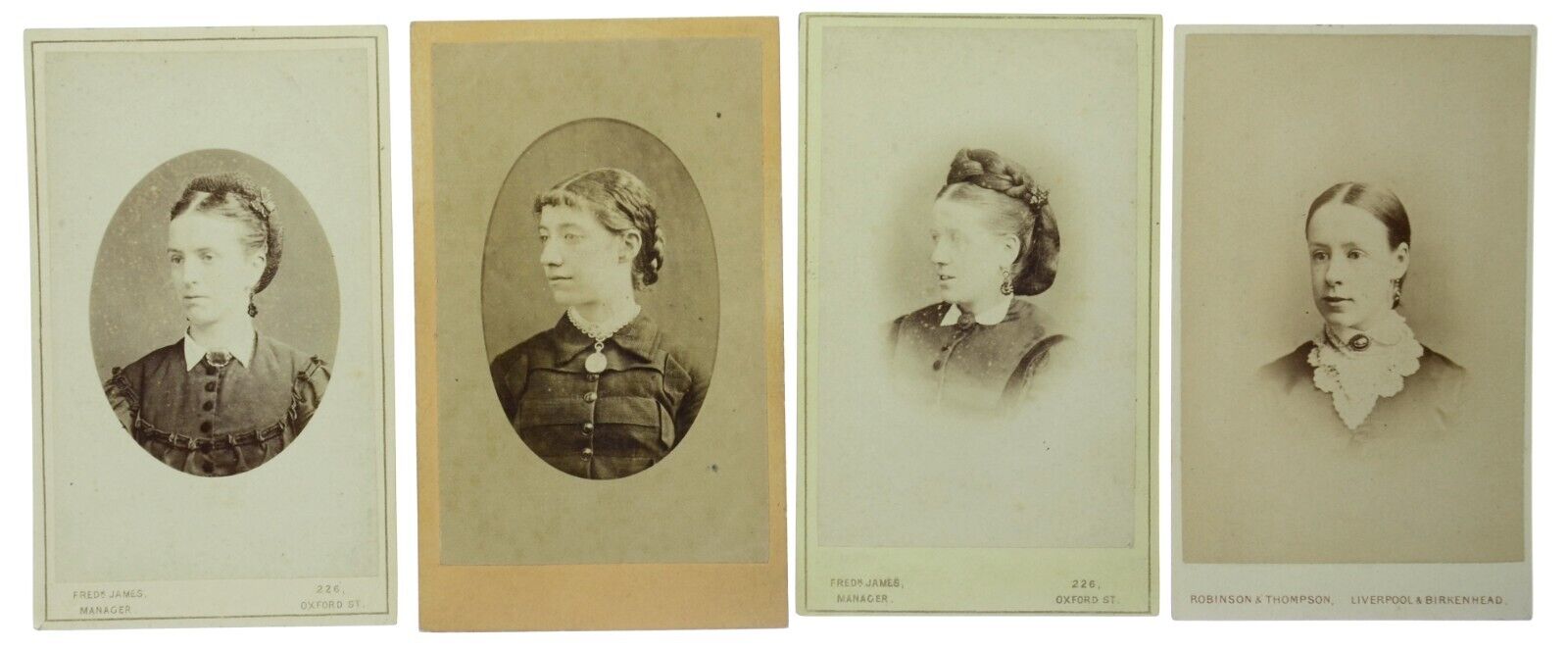 CDV Photo Set of 4 pcs, Women, UK (8440)