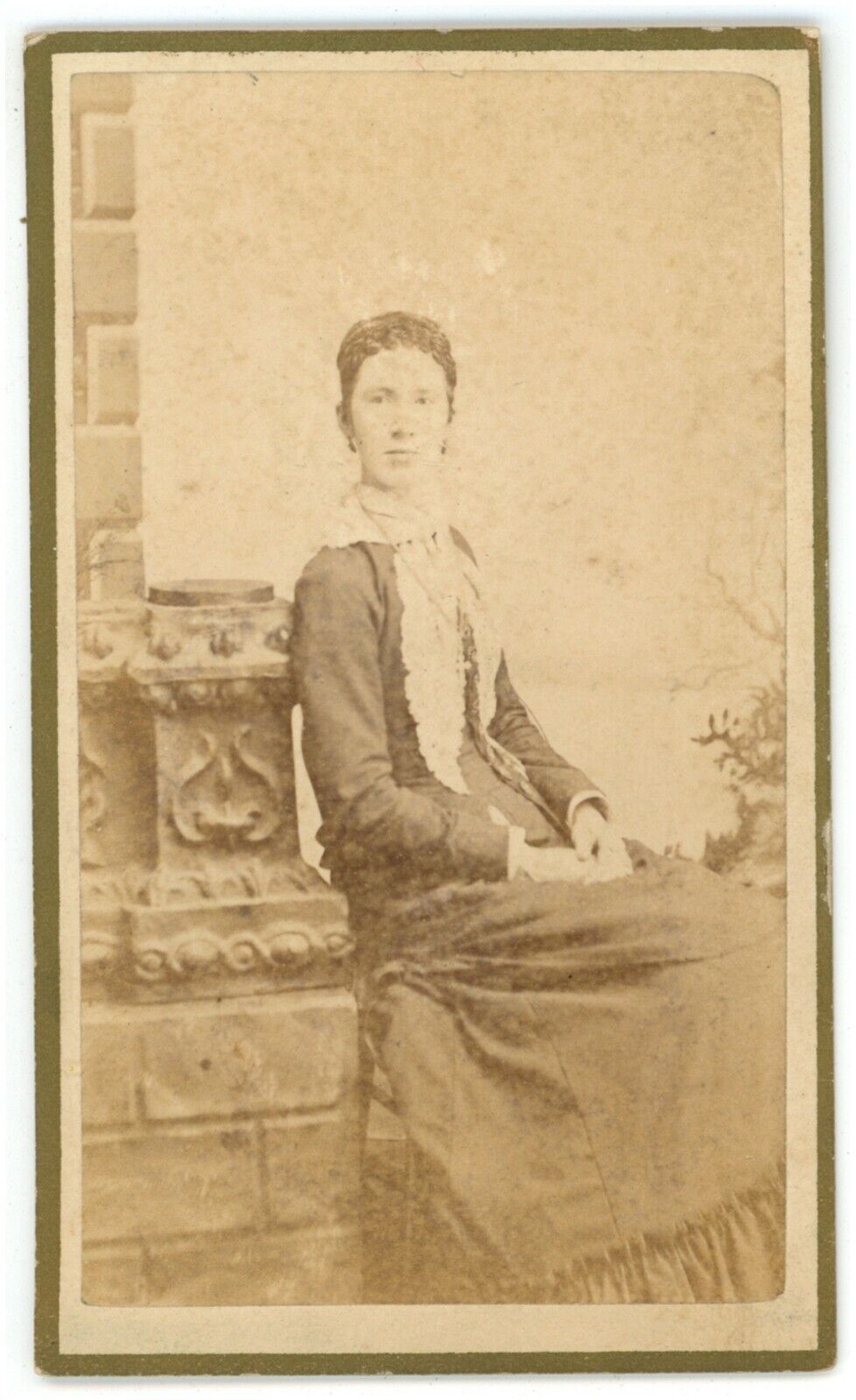 Antique CDV Circa 1870s Pritchard  Beautiful Woman in Scarf & Dress Louisiana MO